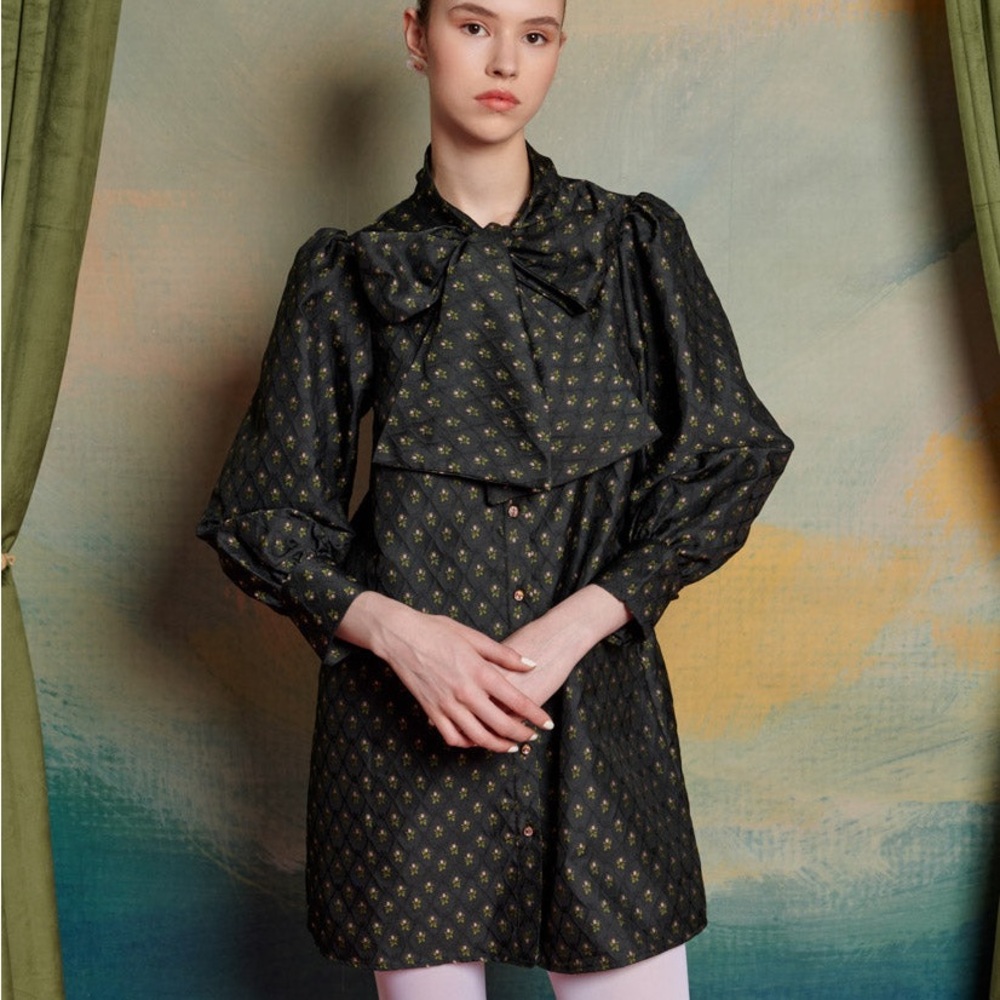 Sister Jane Black Floral Dress with Bow